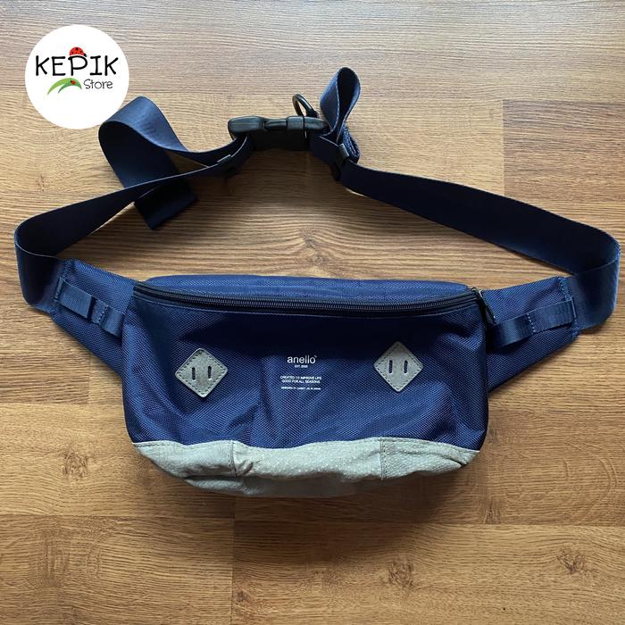 PRELOVED TAS SLING BAG ANELLO ORIGINAL JAPAN BIRU ABU SUEDE MEDIUM