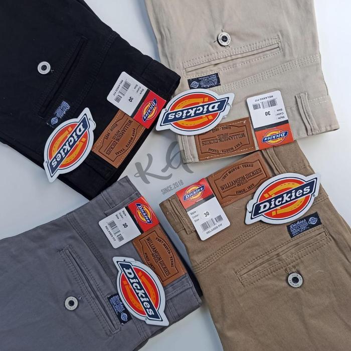 Readyy Celana Chino Dickies Panjang Pria Premium Slimfit Warna Hitam Cream Abu Mocca Size 28 sampai 