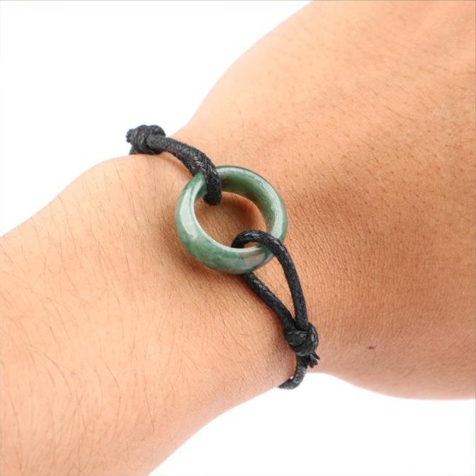 Gelang Tali Keren Batu Giok Hijau Asli Natural Jadeite Jade Bangle Pria Wanita Viral