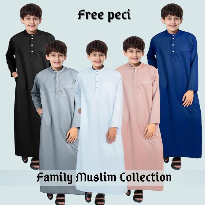 Jubah Anak kancing import snap/Gamis anak baju muslim anak laki laki usia 3-14 tahun jubah zamzam/ga