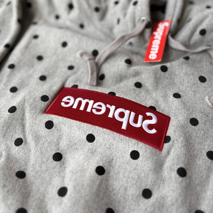 Supreme x CDG Polka Dot Box Logo Hoodie Grey sweatshirt