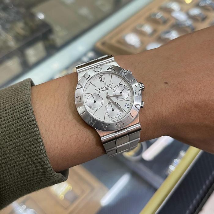 2nd Jam Tangan Bulgari Diagono Automatic Chrono 38mm Fulloriginal Normal Jam&Box Pengganti Wrist 17c