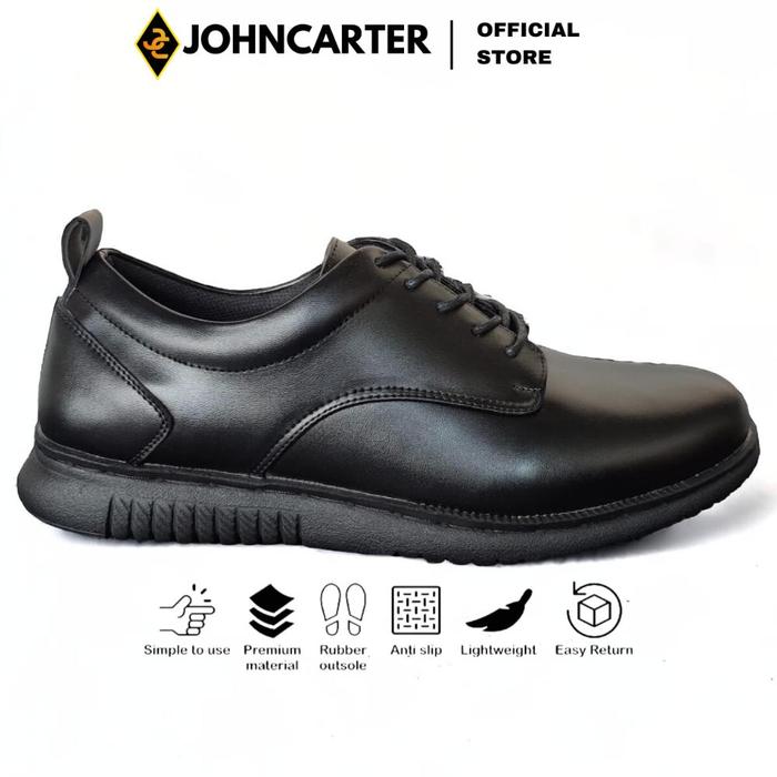 John Carter Trainz Sepatu Pria Formal Pantofel Casual Oxford Hitam Kerja Kantor Kuliah Fashion