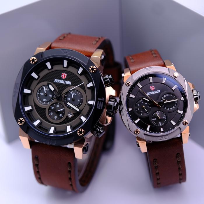 JAM TANGAN EXPEDITION E6606 / E 6606 COUPLE CHRONO LEATHER ORIGINAL / GARANSI RESMI 1 TAHUN