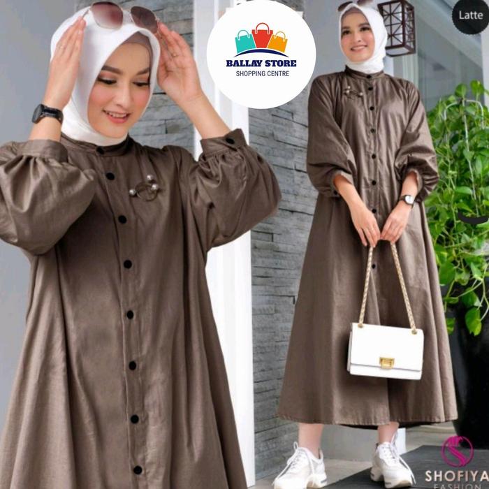 Maudy Midi Dress Linen Rami Premium Dres Long Tunik Wanita Muslim Busui Kondangan Pesta Lebaran Fash