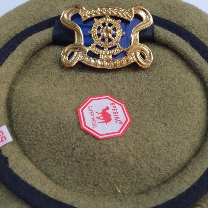Baret Camel Pol pp Kupu Mika Dan Emblem | Baret Camel Army | Topi Baret Unta Merah