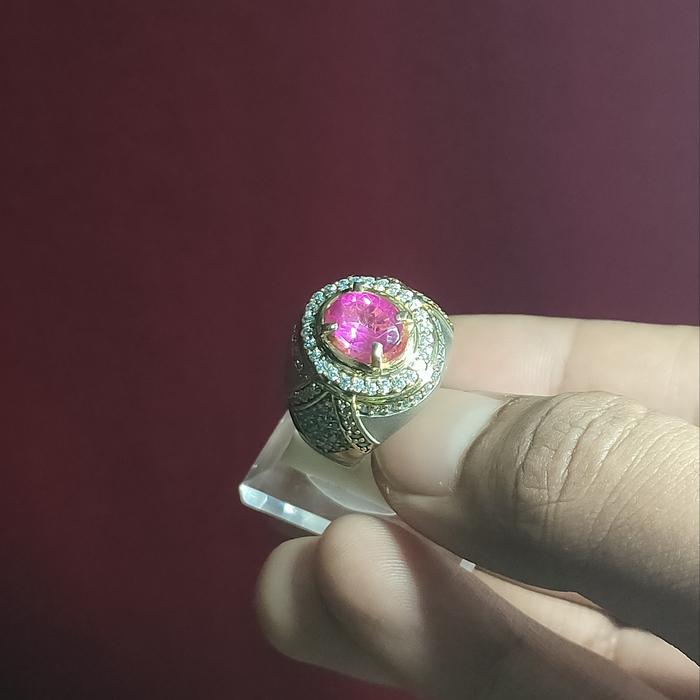 Natural Pink Topaz (Co) Ring Kunsar/kuningan Sari