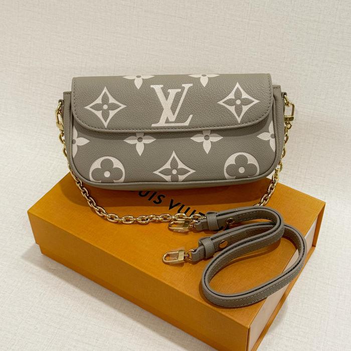 Louis Vuitton LV Ivy WOC Monogram Empreinte Leather Bicolor Gris Tourtelle / Creme