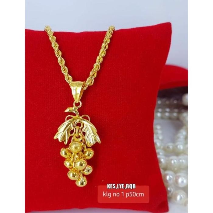 kalung anggur replika emas London liontin anggur besar rantai tambang