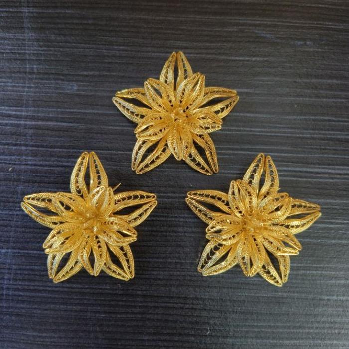 bros bunga lapis emas 24k asli kerajinan tangan bros hijab bros emas bros cantik bros kondangan bros