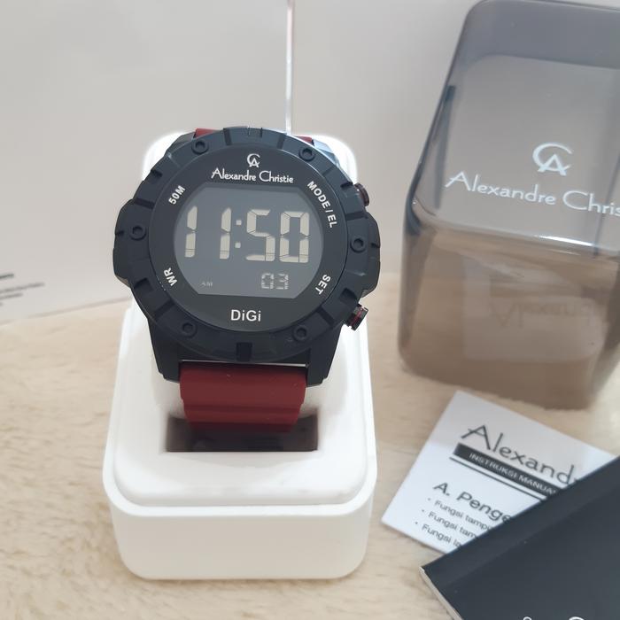 Jam Digital Alexandre Christie Cowok AC 9364 MH Rubber Original