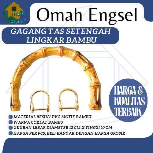 Handle Bag Plastic Half Circle Bamboo Pattern 11 cm Handle Bag Accessories Gagang Aksesoris Tas Wani