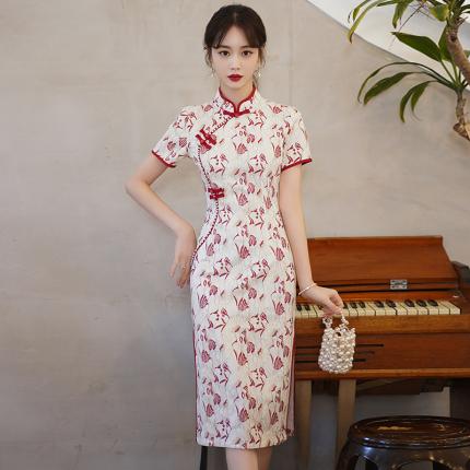 RUBY QIPAO DRESS CHEONGSAM CNY/IMLEK/SINCIA - PREMIUM DRESS CHEONGSAM BAHAN BROKAT