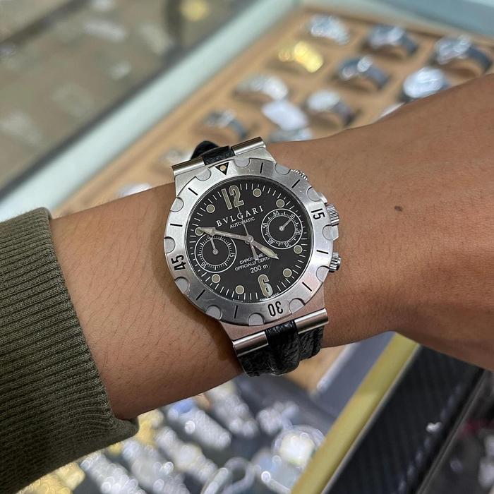 2nd Jam Tangan Bulgari Diagono Scuba Automatic 41mm in Crown Chronograph Setrap Sudah Ganti Normal J
