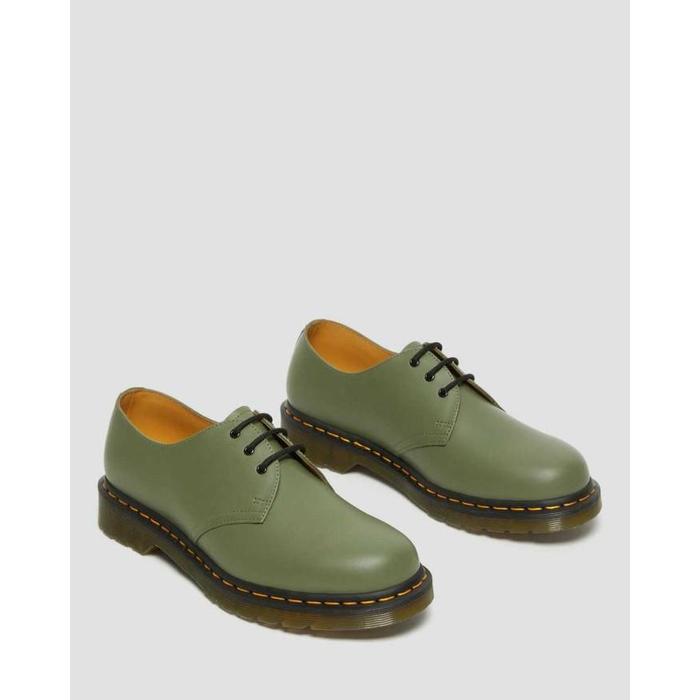 DR MARTENS 1461 Green Khaki Smooth Leather ORIGINAL 100%