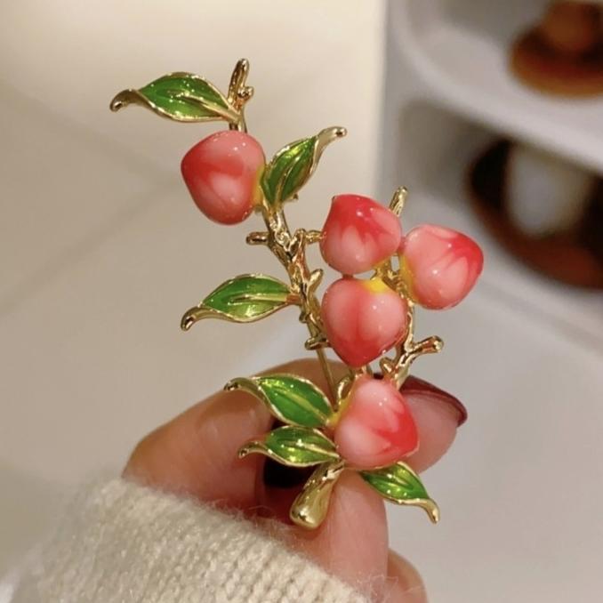 Bros Buah Peach Lovely Sweet Peach Brooches BR11