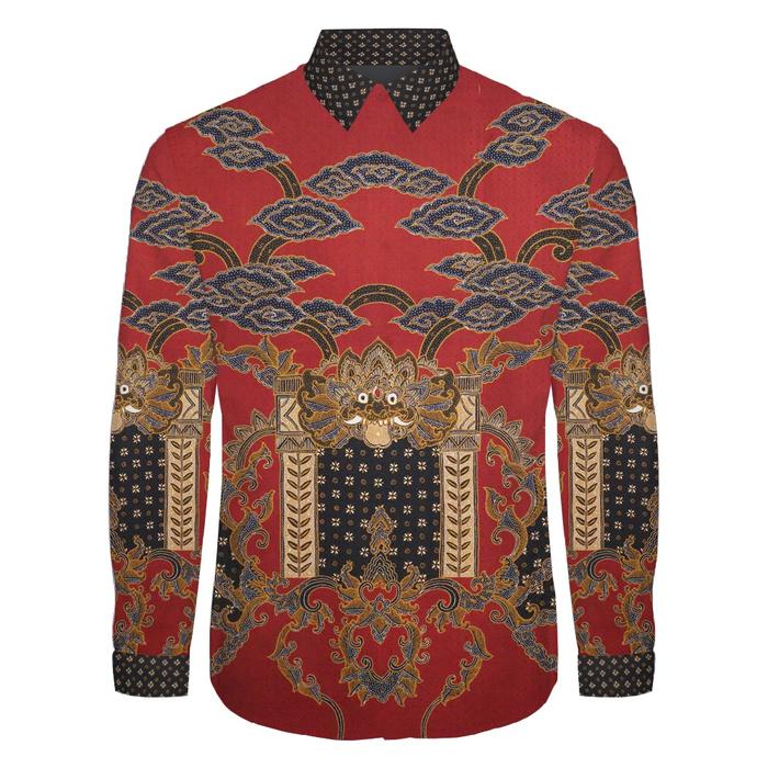 kain batik tulis pola kemeja motif barongan bali