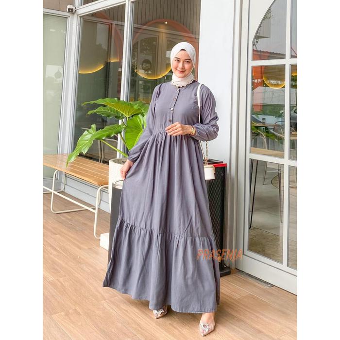 terbaru gamis rayon twill tebal/gamis polos lebaran terlaris/gamis susun canda Amara