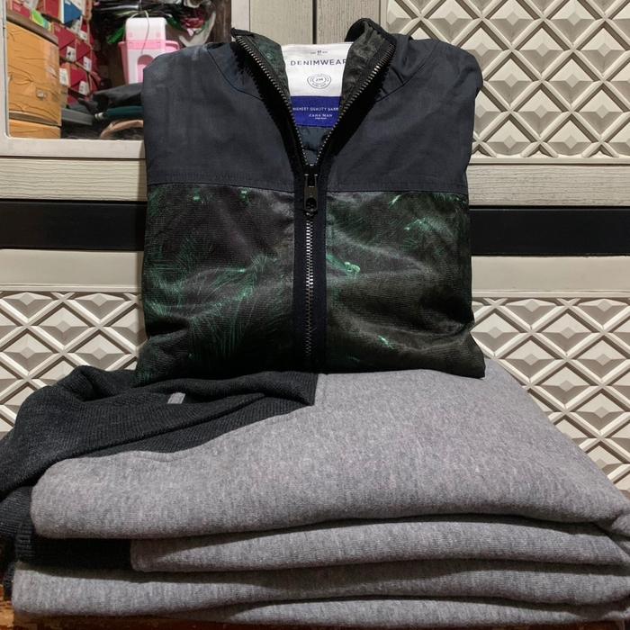 ORIGINAL JACKET REFLECTIVE H&M HOODIE SHAWL LAPEL ZARA ZIPPER PARASUTE BLACK