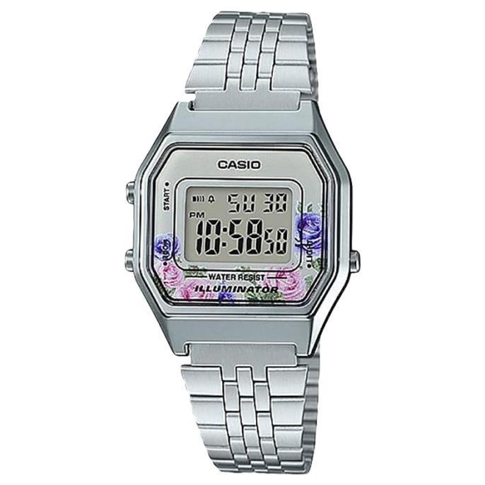 Terbaru Casio General LA680WA-4CDF Ladies Flower Design Digital Dial Stainles 100% ori