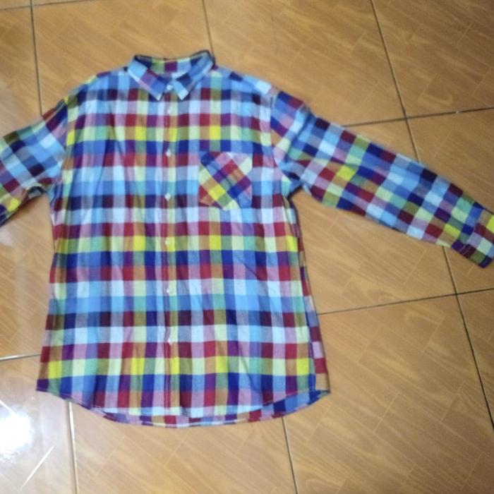 Kemeja GAP Original Kotak Flanel Adem Size L Pria Katun Casual Panjang Distro Cowok Baju