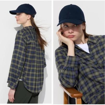 UNIQLO KEMEJA FLANNEL LEMBUT KERAH SKIPPER 57 OLIVE BARU ASLI ORIGINAL