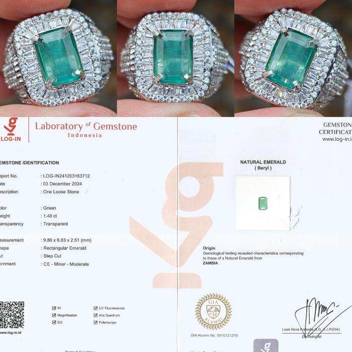 Natural HQ Batu Fresh Color Good Luster Green Emerald Beryl Jamrud Zambia CE-Minor to Moderate 1.48 