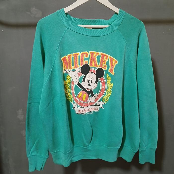 Crewneck Sweatshirt Vintage 80s Mickey Mouse Wisconsin - L Fit XL