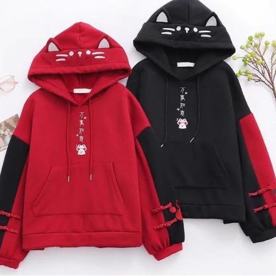 Neko Cat Hoodie Jaket Karakter Kucing Kawaii Jepang Lucu