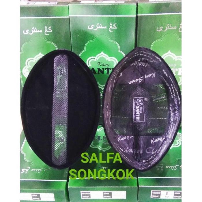 (Tinggi 8, 9 & 10) Songkok Kang Santri Ac Tengah Peci Kopiyah Nasional Hitam Polos