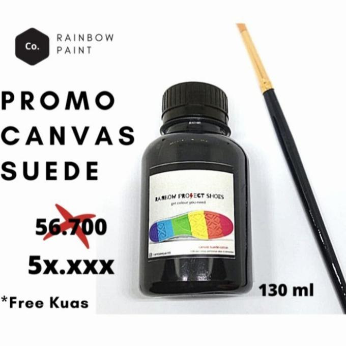 cat sepatu canvas cotton suede 130ml gratis kuas biru