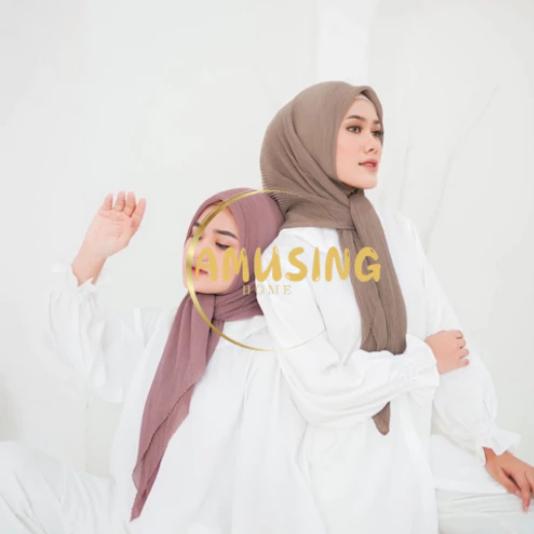 Jilbab Hijab Kerudung Krudung Segi Empat Plisket Fashion Modis Wanita Muslimah High Quality