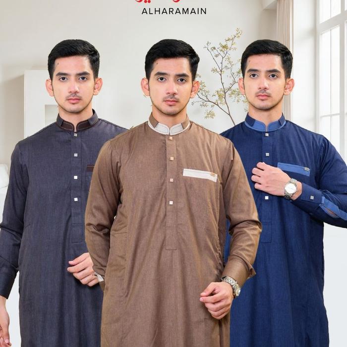 Gamis/Jubah Alharamain bahan Woll Premium import lengan manset igh 003