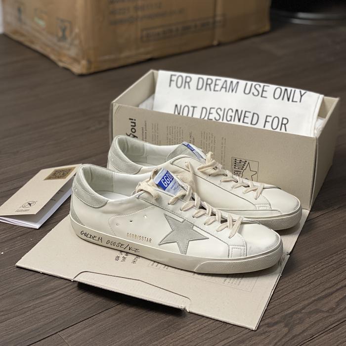 Golden Goose Superstar White Grey Suede Heel Tab Made in Italy Original