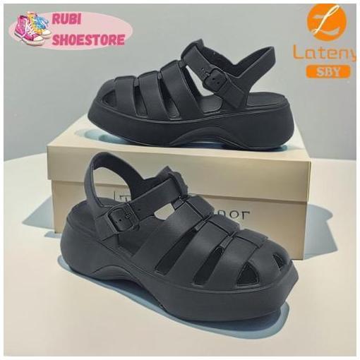 Lateny Sandal Wantia Kekinian Tinggi Sandal Baim Wanita Sandal Fuji Korea Sepatu Jelly Wanita [Rubi 