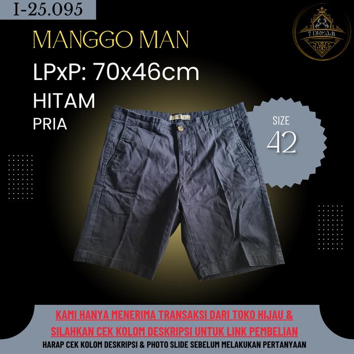 MANGO MAN | Original | Celana Pendek | Celana Pendek Chino | Celana Pendek Bahan | Hitam | Pria | I-