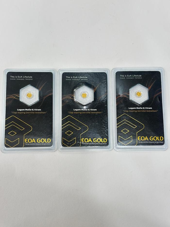 0.1 GRAM LM LOGAM MULIA EMAS MINI GOLD EOA BARU TERBARU HITAM COKLAT SERTIFIKAT ASLI LOGO SNI 24K 99