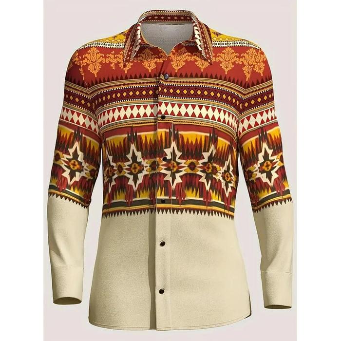 Ethnic Wear Tribal Party Festive Men's Fashion Outdoor Button-Down Shirt Camping Shirt Soft Comforta