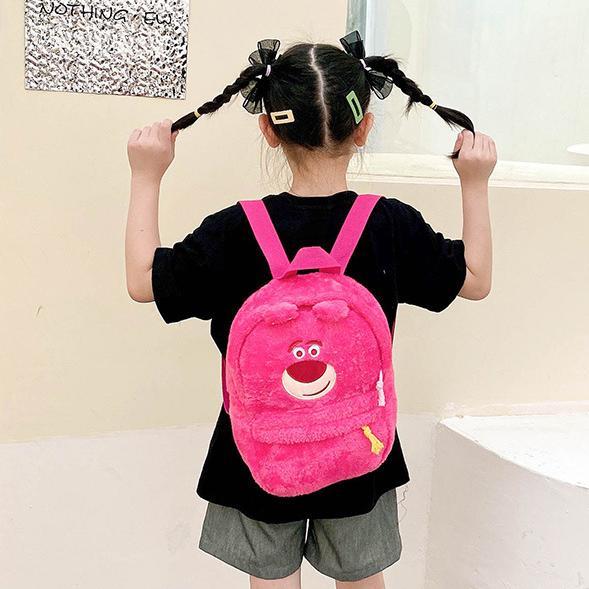 iQ45 BOO Tas Ransel Disney Plushie Karakter Lotso Monster Mini Inc Pooh Backpack Viral Bulu Lucu Kec