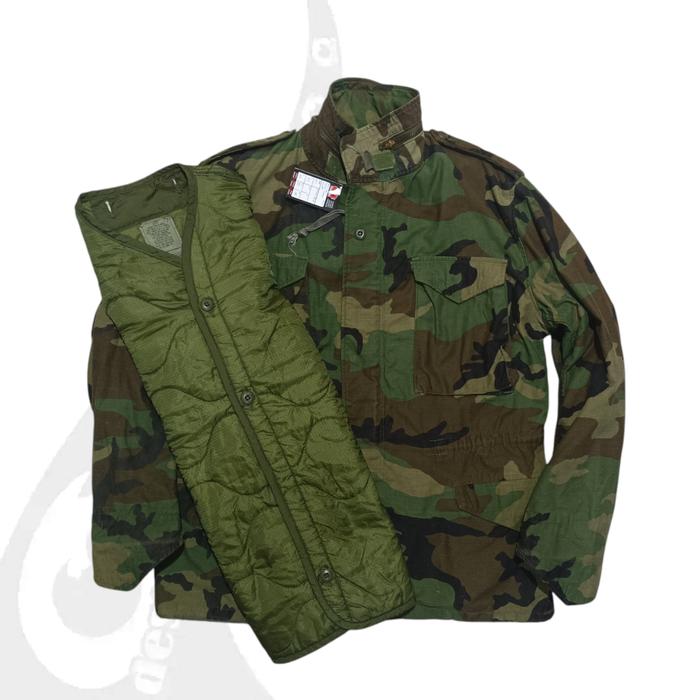 vintage 80s jaket parka field m65 woodland us army