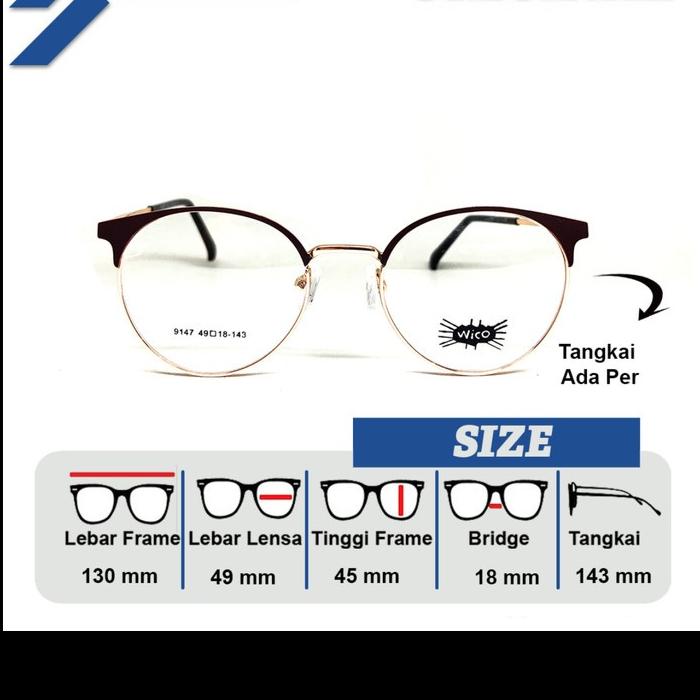 FRAME KACAMATA PRIA / WANITA ORIGINAL WICO 9147 Lebar Frame 143 MODEL BULAT