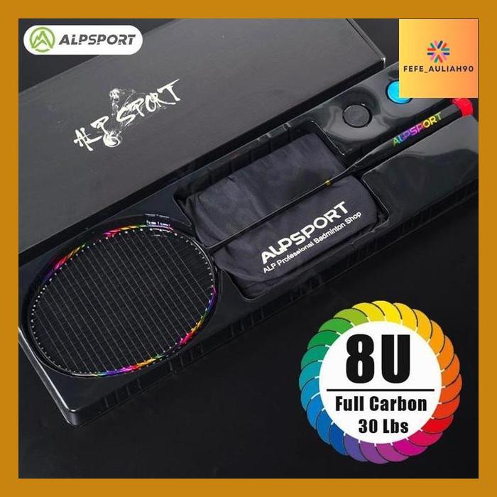 Fefe- Alpsport Bbq2.0 Cincin Penyerap Guncangan Nilon + Bingkai Pelangi 8U G5 30Lbs Raket Bulutangki