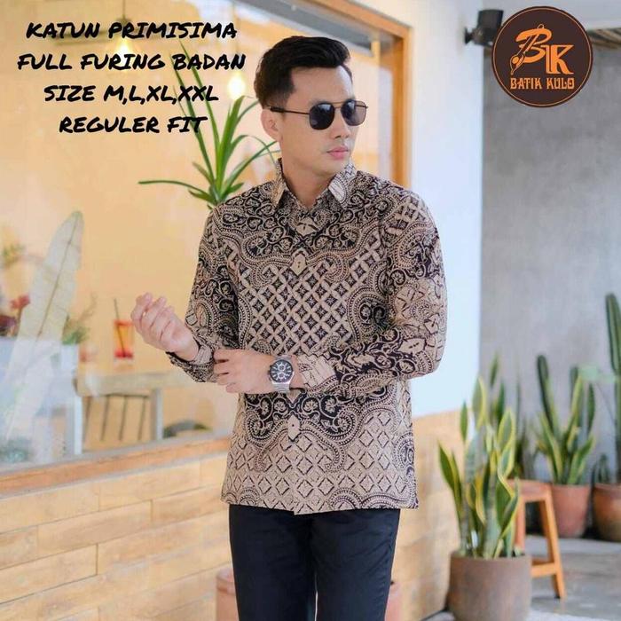 TERBARU Kemeja batik lengan panjang pendek warna Coklat Mocca Kemeja Batik Pria Mewah hem batik leng