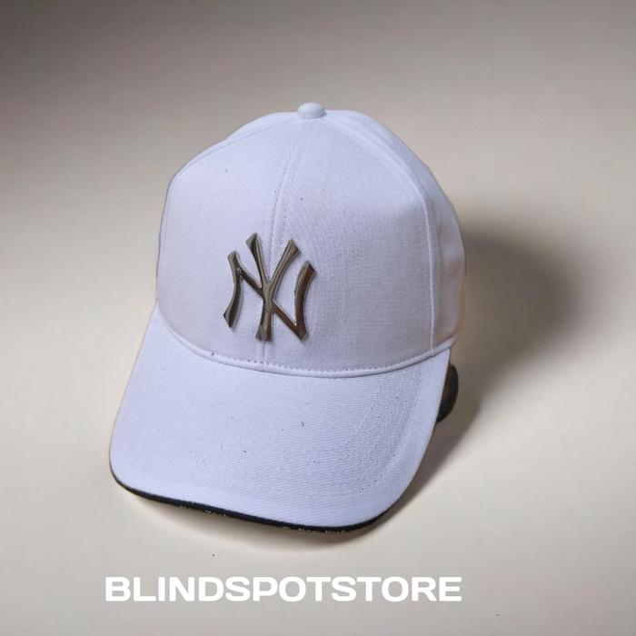 Topi  Baseball Pria Wanita Logo NY Putih Plat Besi Silver – BLINDSPOTSTORE