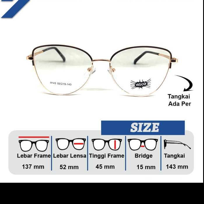 FRAME KACAMATA PRIA / WANITA ORIGINAL WICO 9143 Lebar Frame 143 MODEL CAT EYE