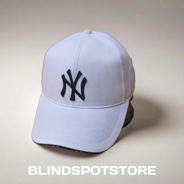 Topi  Baseball Pria Wanita Logo NY Putih Plat Besi Hitam – BLINDSPOTSTORE