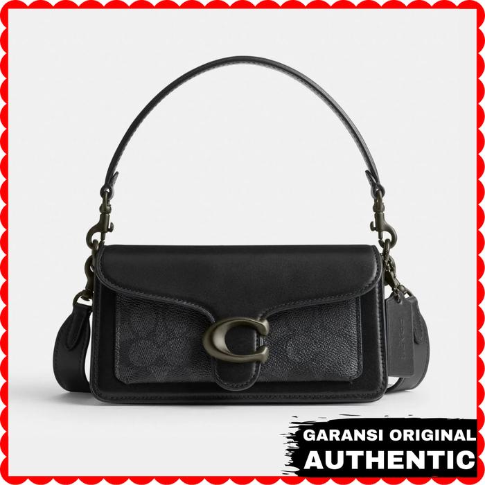 Tas Coach Wanita Tabby Shoulder Bag 20 In Signature Canvas Black Original Store Branded Authentic
