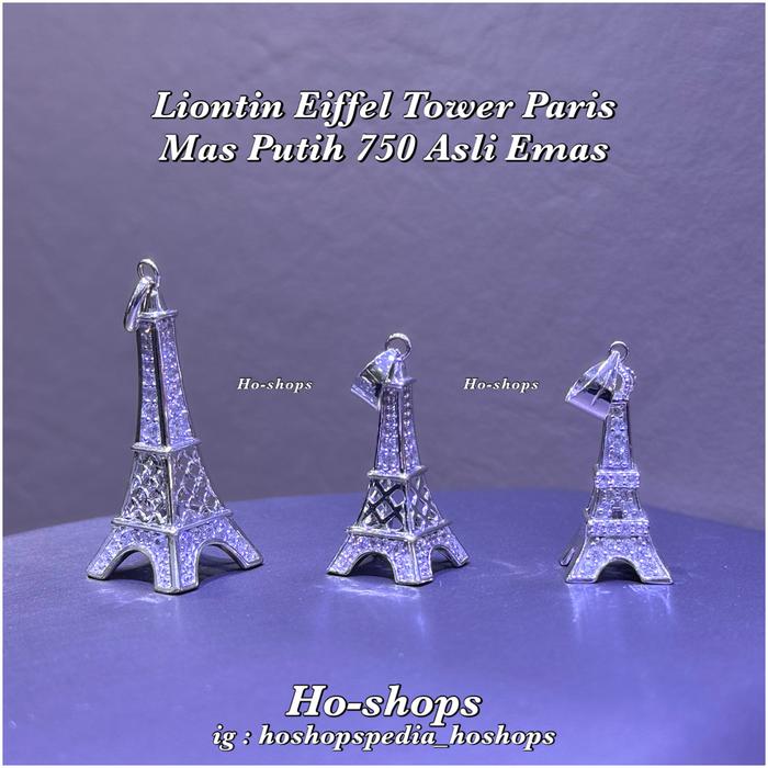 Liontin Eiffel Tower Paris Mas Putih Kadar 750 Asli Emas