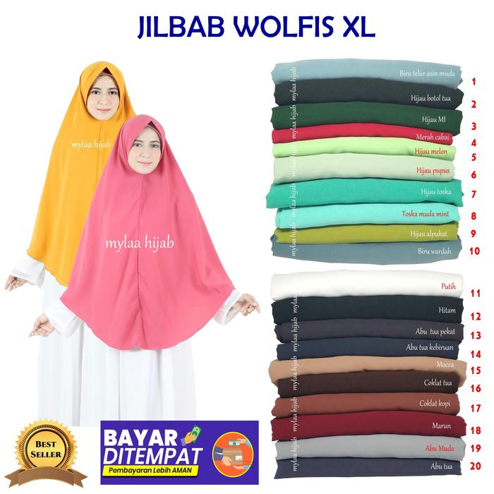 ORIGINAL Mylaa Hijab size XL Jilbab Instan Kerudung Krudung WOLFIS Wolpeach Wolvis pads antem jumbo 
