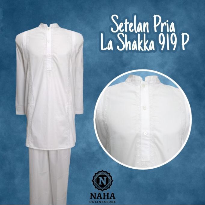 Setelan Pria La Shakka 919 Putih Lengan Panjang Celana Panjang